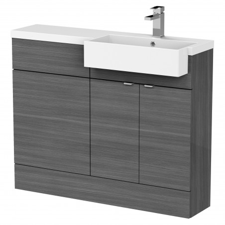 Fusion 1100mm Combination Unit & Right Hand Semi Recessed Basin - Anthracite Woodgrain