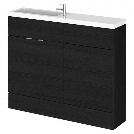 Fusion 1100mm Slimline Combination Vanity & Toilet Unit - Charcoal Black Woodgrain