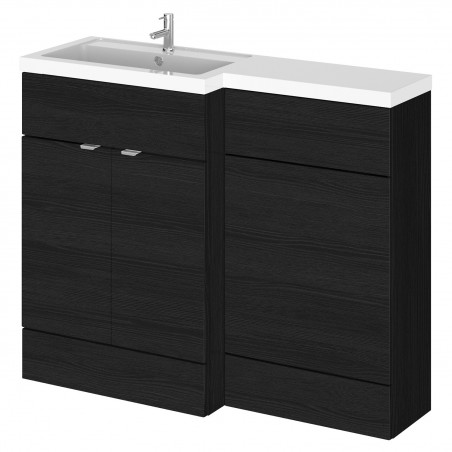 Fusion 1100mm Combination Vanity & Toilet Unit with Left Hand Basin - Charcoal Black Woodgrain