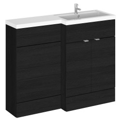 Fusion 1100mm Combination Vanity & Toilet Unit with Right Hand Basin - Charcoal Black Woodgrain