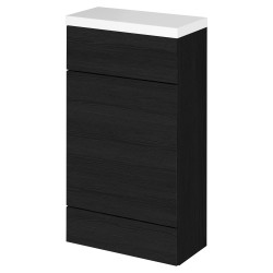 Fusion 500mm Slimline Toilet Unit with Polymarble Top - Charcoal Black Woodgrain