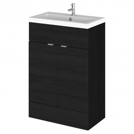 Fusion 600mm Vanity Unit with Basin - Charcoal Black Woodgrain