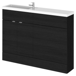 Fusion 1200mm Slimline Combination Vanity & Toilet Unit with Left Hand Basin - Charcoal Black Woodgrain