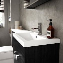 Fusion 1200mm Combination Vanity & Toilet Unit with Left Hand Basin - Charcoal Black Woodgrain - Insitu