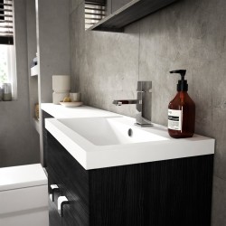Fusion 1200mm Combination Vanity & Toilet Unit with Right Hand Basin - Charcoal Black Woodgrain - Insitu