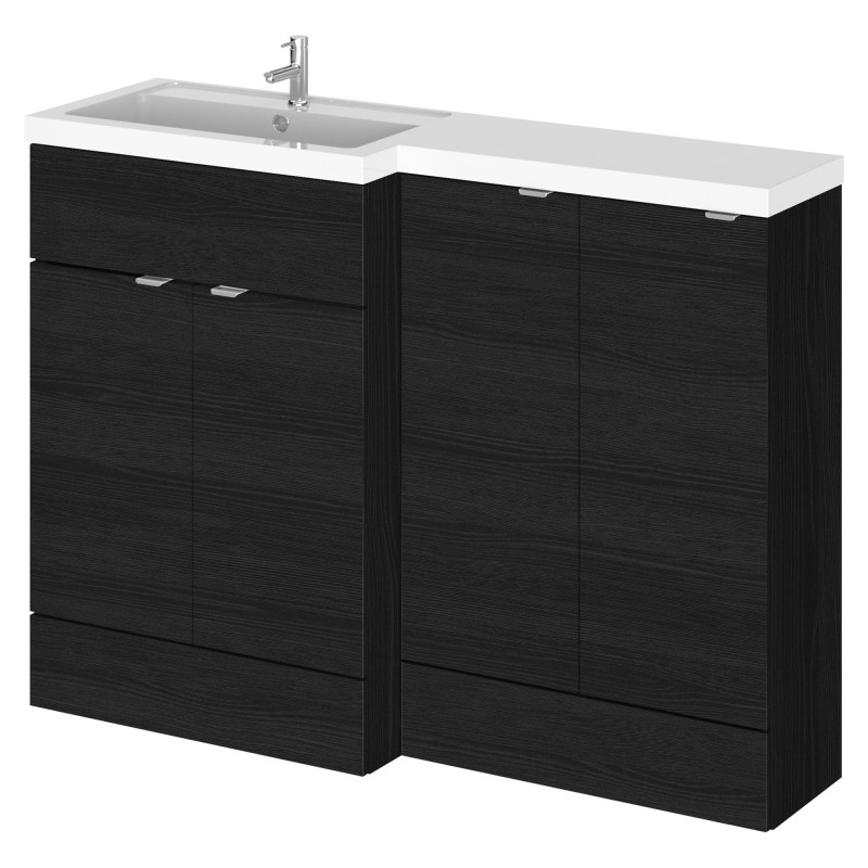 Fusion 1200mm Combination Vanity & Toilet Unit with Left Hand Basin - Charcoal Black Woodgrain Fusion 1200mm Combination Vanity & Toilet Unit with Left Hand Basin - Charcoal Black Woodgrain