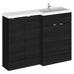 Fusion 1200mm Combination Vanity & Toilet Unit with Right Hand Basin - Charcoal Black Woodgrain