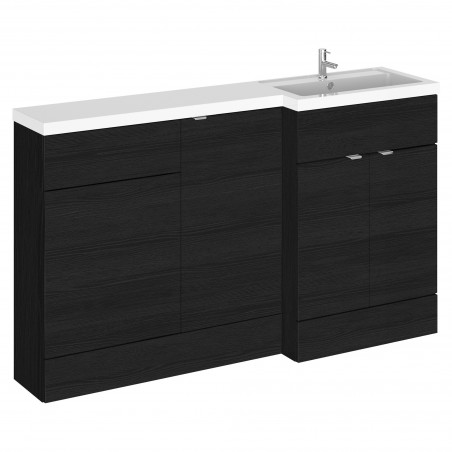 Fusion 1500mm Combination Vanity, Toilet and Storage Unit with Right Hand Basin - Charcoal Black Woodgrain