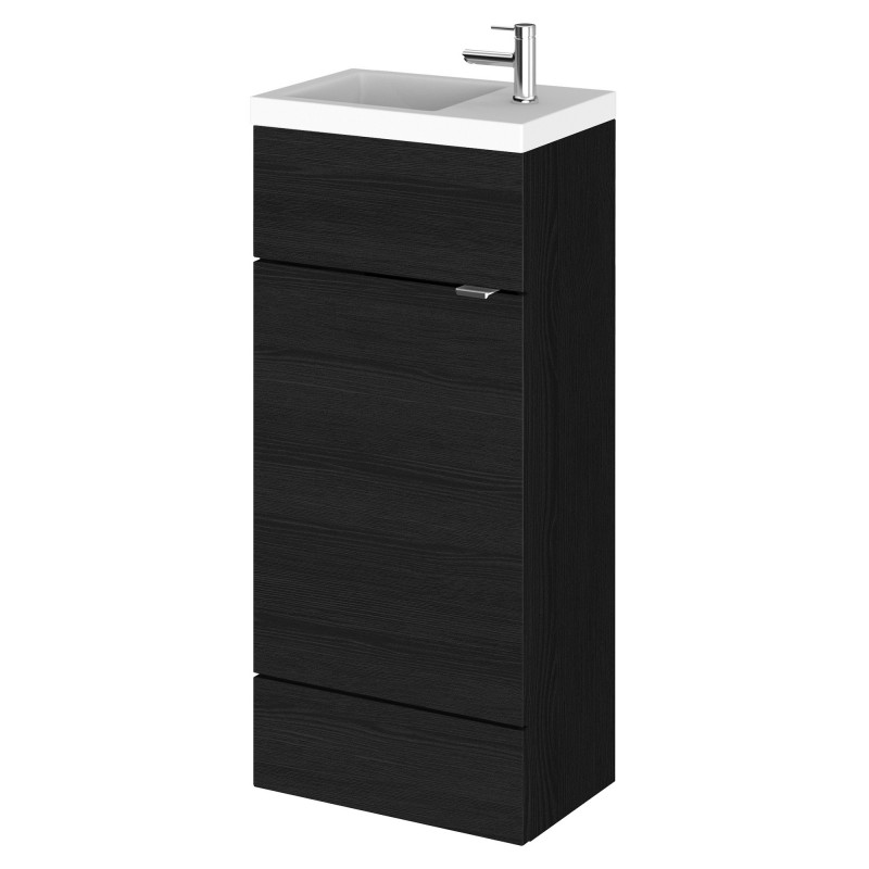 Fusion 400mm Slimline Vanity Unit with Basin - Charcoal Black Woodgrain Fusion 400mm Slimline Vanity Unit with Basin - Charcoal Black Woodgrain