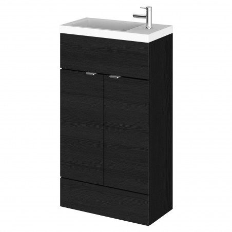 Fusion 500mm Slimline Vanity Unit with Basin - Charcoal Black Woodgrain