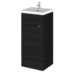 Fusion 400mm Vanity Unit and Basin with 1 Tap Hole - Charcoal Black Woodgrain