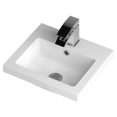 Fusion 400mm Vanity Unit and Basin with 1 Tap Hole - Charcoal Black Woodgrain