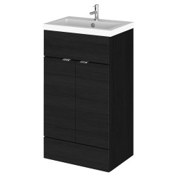 Fusion 500mm Vanity Unit and Basin with 1 Tap Hole - Charcoal Black Woodgrain