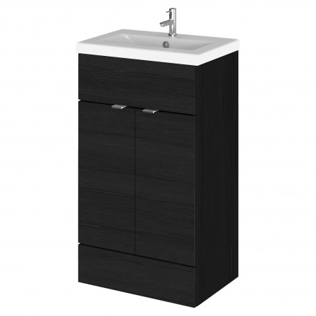 Fusion 500mm Vanity Unit & Ceramic Basin - Charcoal Black Woodgrain