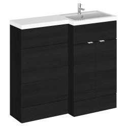 Fusion 1000mm Combination Vanity & Toilet Unit with Right Hand Basin - Charcoal Black Woodgrain