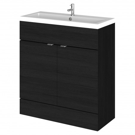 Fusion 800mm Vanity Unit and Basin with 1 Tap Hole - Charcoal Black Woodgrain