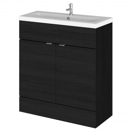 Fusion 800mm Vanity Unit & Ceramic Basin - Charcoal Black Woodgrain