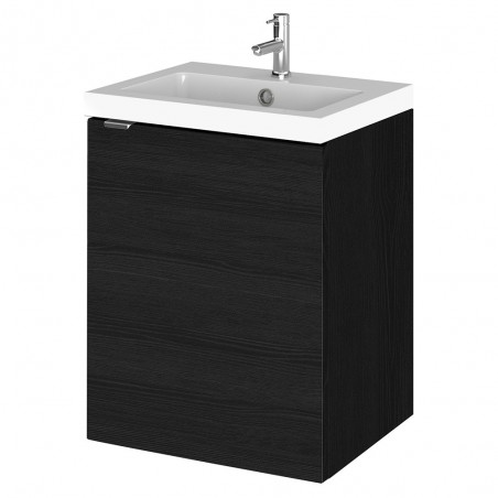 Fusion 400mm Wall Hung 2 Door Vanity Unit with Basin - Charcoal Black Woodgrain