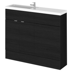 Fusion 1000mm Slimline Combination 2 Door Vanity & Toilet Unit with Basin - Charcoal Black Woodgrain