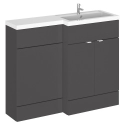 Fusion 1100mm Combination Vanity & Toilet Unit with Right Hand Basin - Gloss Grey