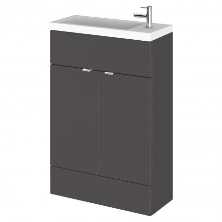 Fusion 600mm Slimline Vanity Unit with Basin - Gloss Grey