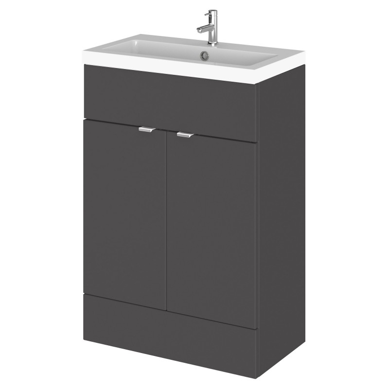 Fusion 600mm Vanity Unit with Basin - Gloss Grey Fusion 600mm Vanity Unit with Basin - Gloss Grey
