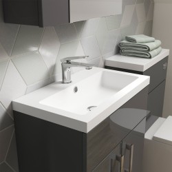 Fusion 600mm Vanity Unit with Basin - Gloss Grey - Insitu
