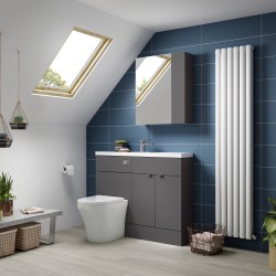 Fusion 1200mm Slimline Combination Vanity & Toilet Unit with Left Hand Basin - Gloss Grey - Insitu