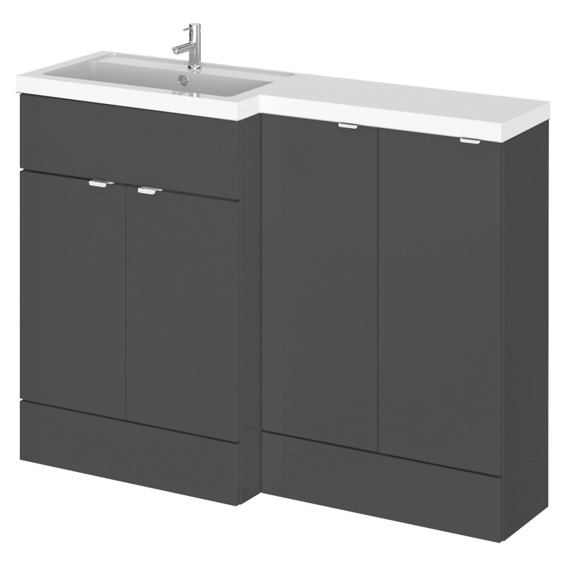 Fusion 1200mm Combination Vanity & Toilet Unit with Left Hand Basin - Gloss Grey Fusion 1200mm Combination Vanity & Toilet Unit with Left Hand Basin - Gloss Grey