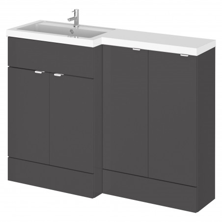 Fusion 1200mm Combination Vanity & Toilet Unit with Left Hand Basin - Gloss Grey