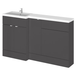 Fusion 1500mm Combination Vanity, Toilet and Storage Unit with Left Hand Basin - Gloss Grey