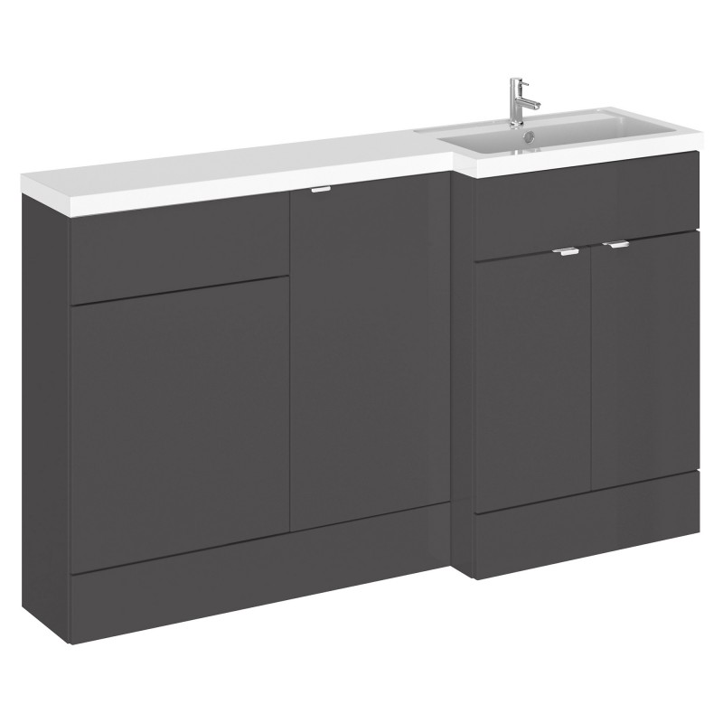 Fusion 1500mm Combination Vanity, Toilet and Storage Unit with Right Hand Basin - Gloss Grey Fusion 1500mm Combination Vanity, Toilet and Storage Unit with Right Hand Basin - Gloss Grey