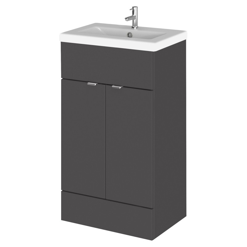 Fusion 500mm Vanity Unit & Ceramic Basin - Gloss Grey Fusion 500mm Vanity Unit & Ceramic Basin - Gloss Grey