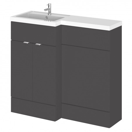Fusion 1000mm Combination Vanity & Toilet Unit with Left Hand Basin - Gloss Grey