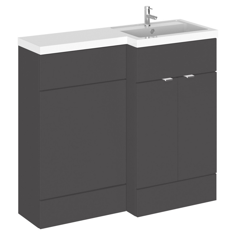 Fusion 1000mm Combination Vanity & Toilet Unit with Right Hand Basin - Gloss Grey Fusion 1000mm Combination Vanity & Toilet Unit with Right Hand Basin - Gloss Grey