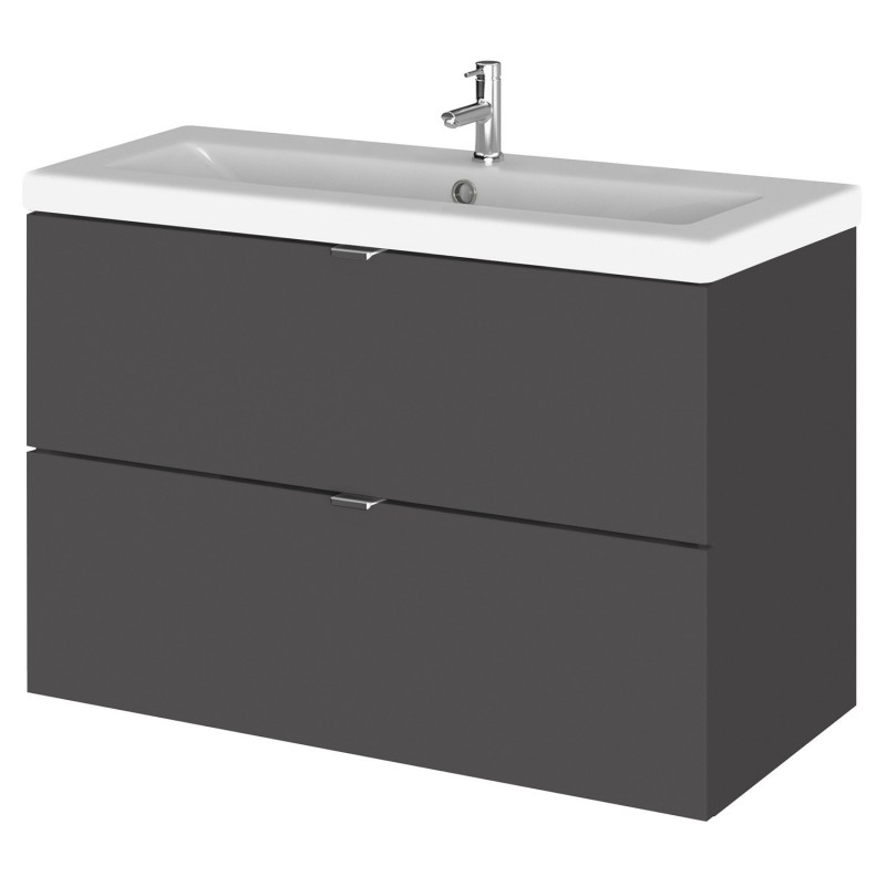 Fusion 800mm Vanity Unit & Ceramic Basin - Gloss Grey Fusion 800mm Vanity Unit & Ceramic Basin - Gloss Grey