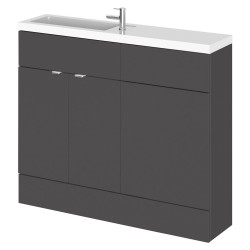 Fusion 1000mm Slimline Combination 2 Door Vanity & Toilet Unit with Basin - Gloss Grey
