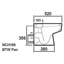 Fusion Square Back to Wall Pan & Seat - Technical Drawing