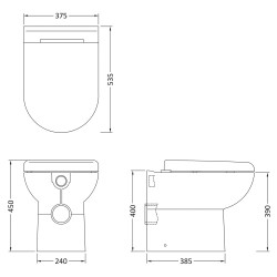 Fusion Round Back To Wall Pan & Seat - Technical Drawing