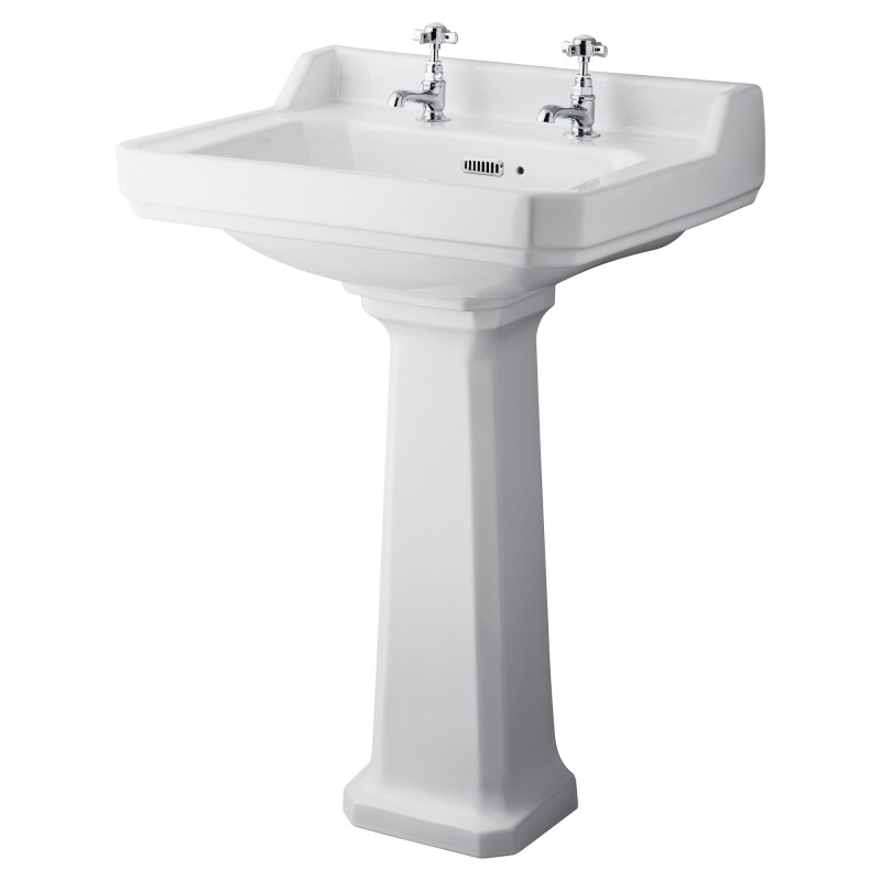 Richmond 595mm Basin with 2 Tap Holes and Comfort Height Pedestal Richmond 595mm Basin with 2 Tap Holes and Comfort Height Pedestal