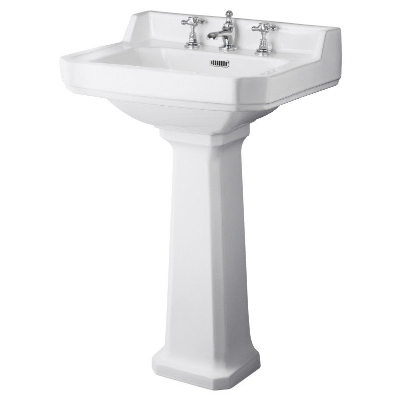Richmond 560mm Basin with 3 Tap Holes and Comfort Height Pedestal Richmond 560mm Basin with 3 Tap Holes and Comfort Height Pedestal