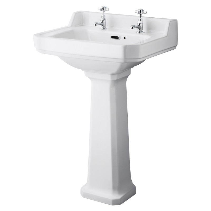 Richmond 560mm Basin with 2 Tap Holes and Comfort Height Pedestal Richmond 560mm Basin with 2 Tap Holes and Comfort Height Pedestal
