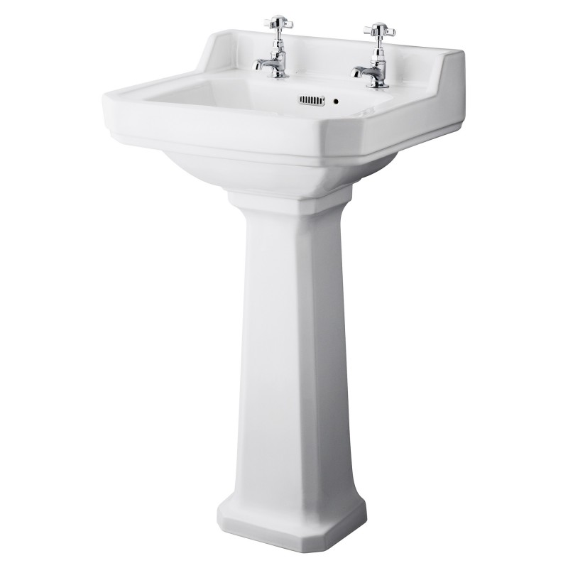 Richmond 500mm Basin with 2 Tap Holes and Comfort Height Pedestal Richmond 500mm Basin with 2 Tap Holes and Comfort Height Pedestal