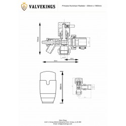 Angled Chrome TRV Valve & Drain Off for Radiators & Towel Rails (Pair) - Technical Drawing