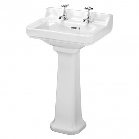 Carlton 560mm Basin & Pedestal (2 Tap Hole)