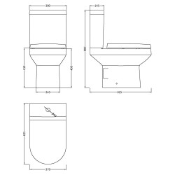 Harmony Semi Flush to Wall Toilet Pan and Cistern - Technical Drawing
