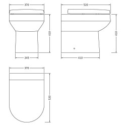 Fusion Minimalist Back to Wall Pan & Seat - Technical Drawing