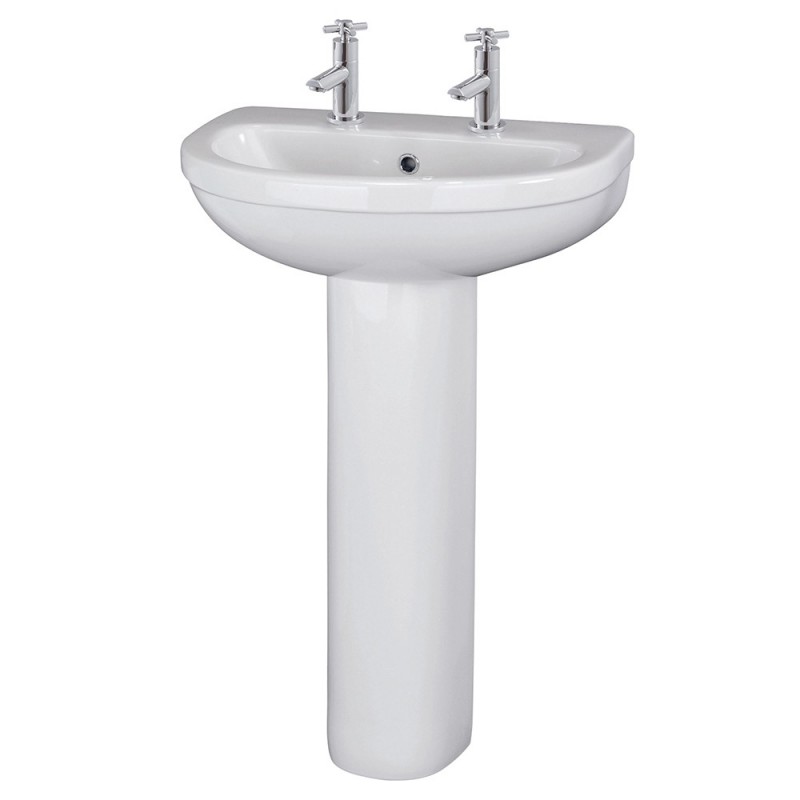 Ivo 555mm 2 Tap Holes Basin & Pedestal