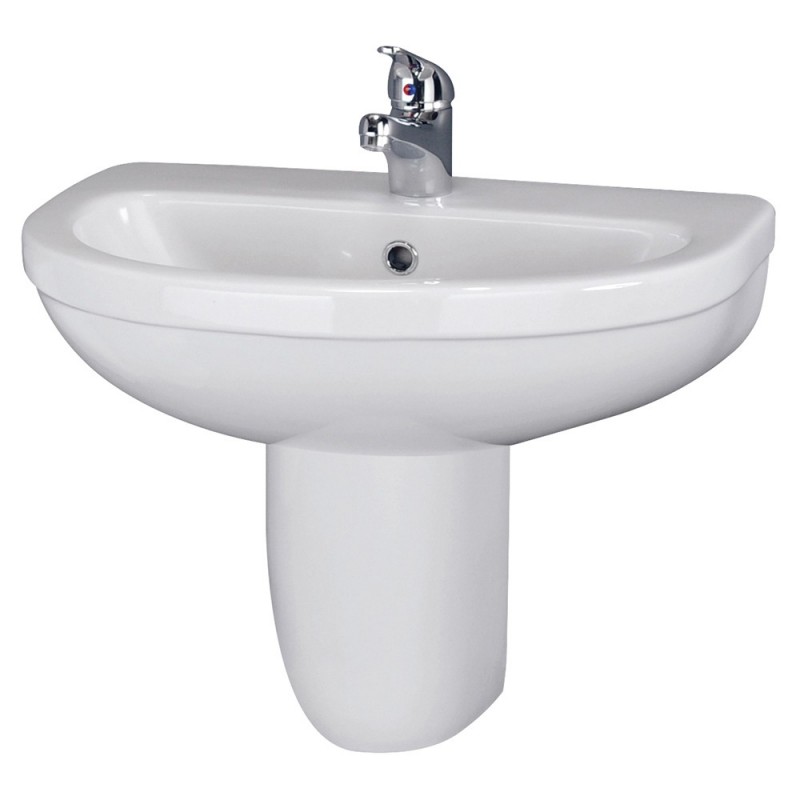 Ivo 550mm Basin 1 Tap Hole & Semi Pedestal Ivo 550mm Basin 1 Tap Hole & Semi Pedestal