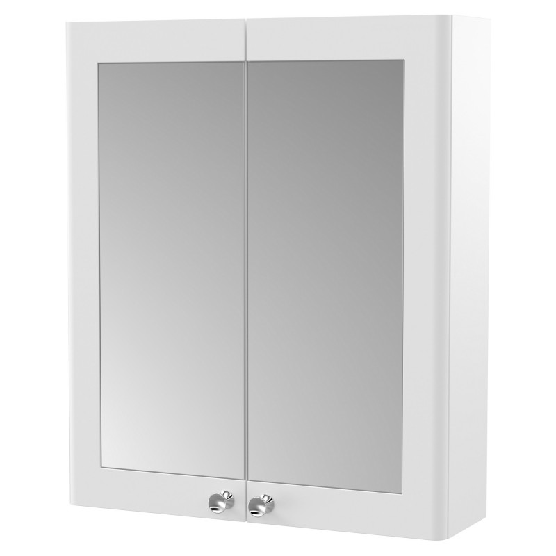 Classique 600mm 2 Door Mirrored Bathroom Cabinet - Satin White Classique 600mm 2 Door Mirrored Bathroom Cabinet - Satin White